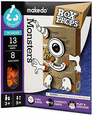 MakeDo Box Props Faces Monsters - Create your very own monster while you recycle - 21 reusable pieces Art & Craft Kits