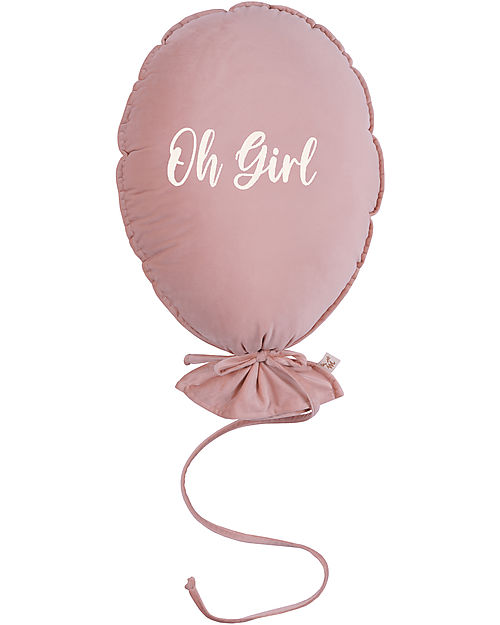 Malomi Kids Balloon Pillow - Oh Girl - Velvet - Natural Rose Cushions