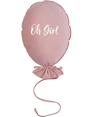 Malomi Kids Balloon Pillow - Oh Girl - Velvet - Natural Rose Wall Decorations
