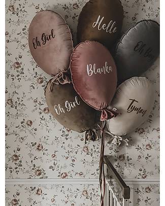 Malomi Kids Balloon Pillow - Oh Girl - Velvet - Natural Rose Wall Decorations