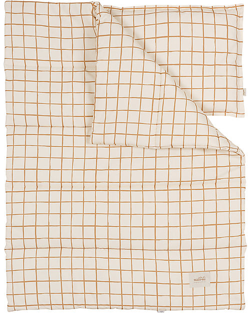 Malomi Kids Bedding Set Cushion+Quilt XXL - Camel Check - 100% Cotton - 140x200cm Duvet Sets