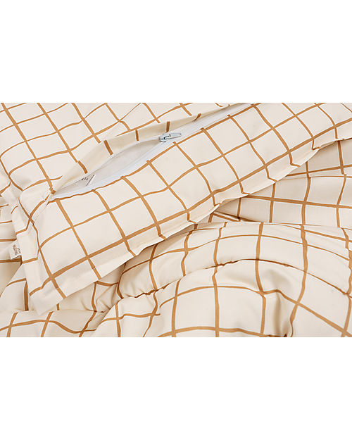Malomi Kids Bedding Set Cushion+Quilt XXL - Camel Check - 100% Cotton - 140x200cm Duvet Sets