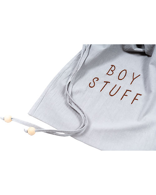 Malomi Kids Boy Stuff Bag - Grey - 100% Cotton with Embroidery Travel Bags