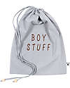 Malomi Kids Boy Stuff Bag - Grey - 100% Cotton with Embroidery Travel Bags
