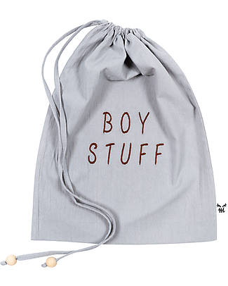 Malomi Kids Boy Stuff Bag - Grey - 100% Cotton with Embroidery Travel Bags