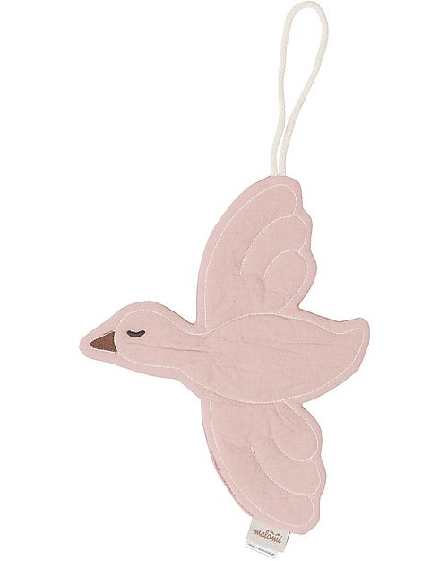Malomi Kids Decoration Bird Pacifier Holder - Dusty Pink - 100% Cotton Dummies & Soothers