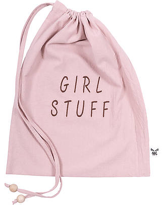 Malomi Kids Girl Stuff Bag - Dusty Pink - 100% Cotton with Embroidery Travel Bags