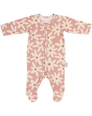 Malomi Kids Longsleeve Romper with Legs 0-4 months - Blush Daisies - Organic Cotton Jersey Sleeping Bags