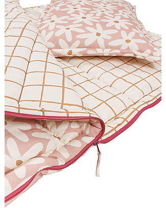 Malomi Kids Sleeping Bag with Pillow - Blush Daises - 100% Organic Cotton Oeko-Tex - 2-10Y Sleeping Bags