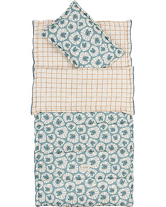 Malomi Kids Sleeping Bag with Pillow - Denim Lions - 100% Organic Cotton Oeko-Tex - 2-10Y Sleeping Bags