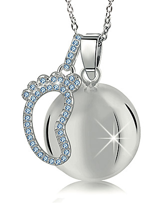Mamijux Mexican Bola Pregnancy Chime - Light Blue Crystal Foot - Nichel Free Pregnancy Chimes