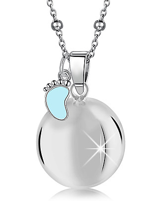 Mamijux Mexican Bola Pregnancy Chime - Light Blue Little Foot Pendant - Nichel Free Pregnancy Chimes