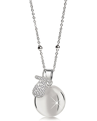 Mamijux Mexican Bola Pregnancy Chime - White Crystal Dummy - Nickel Free Pregnancy Chimes