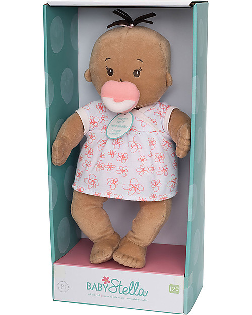 Manhattan toy Baby Stella Beige Doll with Dress and Magnetic Pacifier - 38 cm Dolls