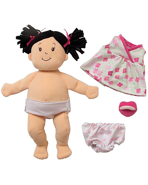 Manhattan toy Baby Stella Brunette Doll with Dress and Magnetic Pacifier - 38 cm Dolls
