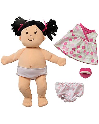 Manhattan toy Baby Stella Brunette Doll with Dress and Magnetic Pacifier - 38 cm Dolls