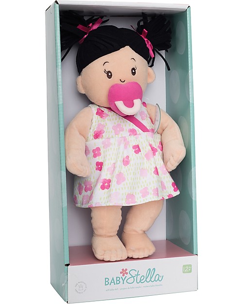Manhattan toy Baby Stella Brunette Doll with Dress and Magnetic Pacifier - 38 cm Dolls