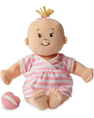 Manhattan toy Baby Stella Peach Doll with Dress and Magnetic Pacifier - 38 cm Dolls