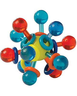 Manhattan toy Infant Rattle Teether, Transparent Atom - Safe and Colorful Teethers