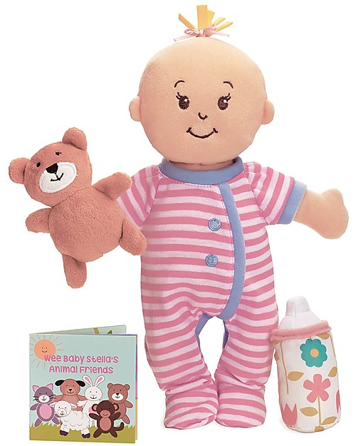 Manhattan toy Wee Baby Stella Peach Doll - Sleepy Time Scents Set - 30 cm Small Dolls