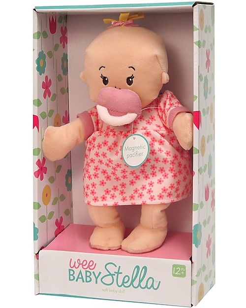 Manhattan toy Wee Baby Stella Peach Doll with Magnetic Pacifier and Dress - 30 cm Small Dolls