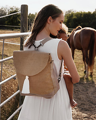 Mara Mea 3-in-1 City Diaper Bag/Shoulder Bag - Beige - 100% Eco-freindly Jute Diaper Changing Bags