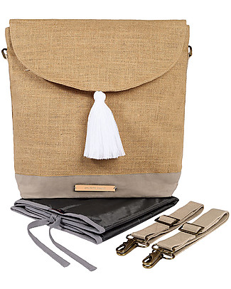 Mara Mea 3-in-1 City Diaper Bag/Shoulder Bag - Beige - 100% Eco-freindly Jute Large Backpacks