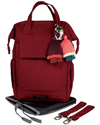Mara Mea 3-in-1 Travel Diaper Backpack Berry Storm - Red - Waxed Canvas Diaper Changing Bags & Accessories