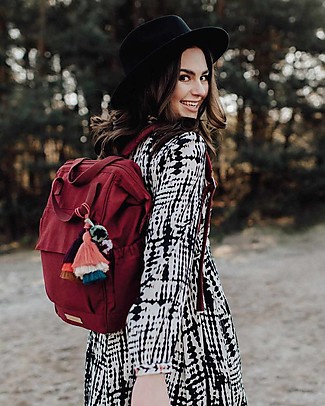 Mara Mea 3-in-1 Travel Diaper Backpack Berry Storm - Red - Waxed Canvas Diaper Changing Bags & Accessories