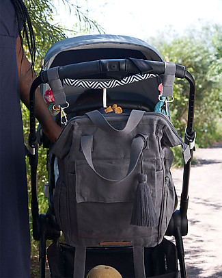Mara Mea 3-in-1 Travel Diaper Backpack Journeying - Grey - Waxed Canvas Large Backpacks