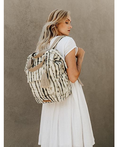 Mara Mea 3-in-1 Travel Diaper Backpack - Palm Skies - Waxed Canvas Changing Backpack