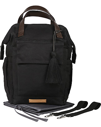 Mara Mea 3-in-1 Travel Diaper Backpack Travel Diary, Black with Leather Handle Large Backpacks