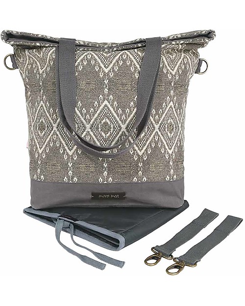 Mara Mea 4 in 1 Diaper Bag Eucalyptus Oil - Grey/Offwhite - Water Repellent Cotton Canvas Diaper Changing Bags