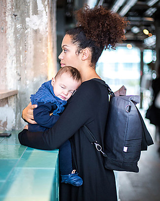 Mara Mea 4 in 1 Diaper Bag Melting Pot, Black Dip Dye - Water repellent Cotton Canvas (multi-functional & multipocket) Diaper Changing Bags & Accessories