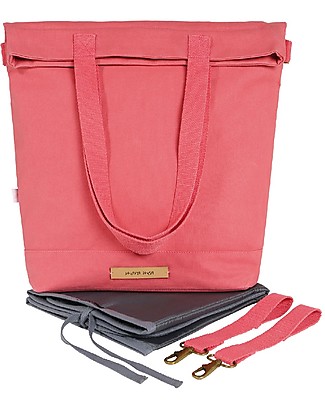 Mara Mea 4 in 1 Diaper Bag Pink City - Water repellent Cotton Canvas (multi-functional & multipocket) Diaper Changing Bags