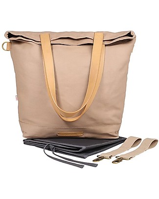 Mara Mea 4 in 1 Diaper Bag Shell Seeker, Beige - Water repellent Cotton Canvas (multi-functional & multipocket) Diaper Changing Bags & Accessories