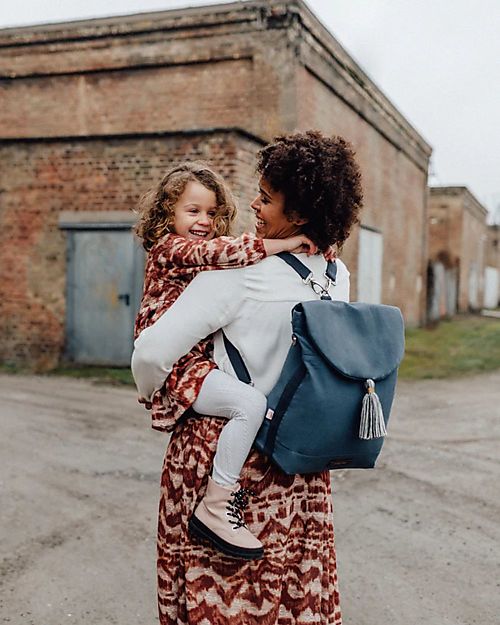 Mara Mea 4 in 1 Diaper Bag Shellfish - Blue - Water Repellent Cotton Canvas Diaper Changing Bags