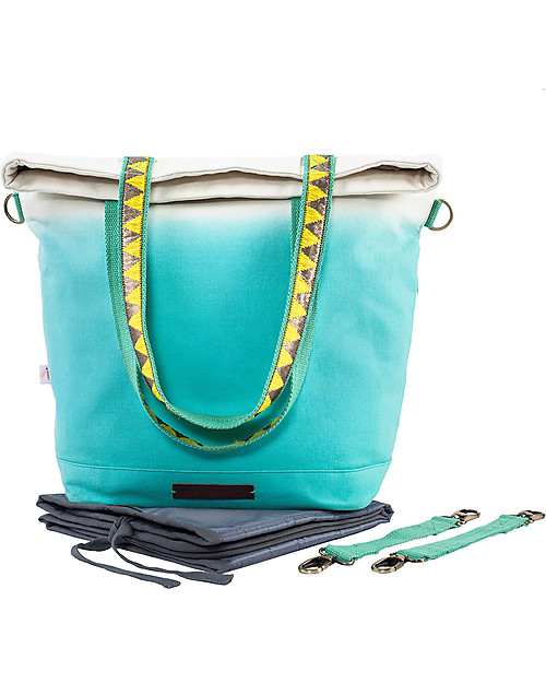 Mara Mea 4 in 1 Diaper Bag Urubamba, Turquoise Dip Dye Diaper Changing Bags