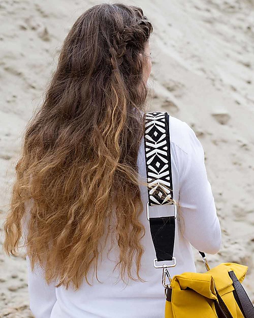 Mara Mea Carrying Strap, Ethno Fair, Black & White -  Cotton Diaper Changing Bags