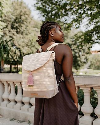 Mara Mea City Diaper Backpack - Sea to Shore - Beige - 40 x 40 cm - 100% Cotone Changing Backpack