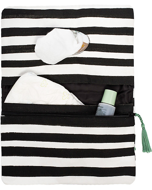 Mara Mea Diaper Clutch Modern Hippie -Black/White Stripes - Cotton Canvas Diaper Changing Bags