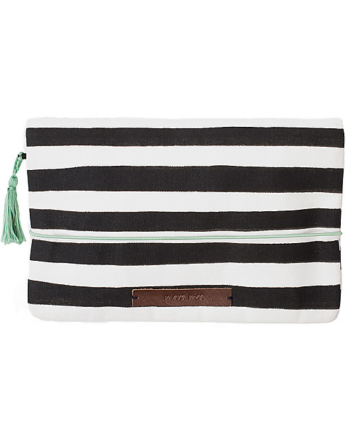 Mara Mea Diaper Clutch Modern Hippie -Black/White Stripes - Cotton Canvas Diaper Changing Bags
