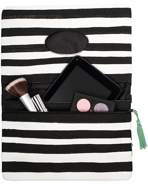 Mara Mea Diaper Clutch Modern Hippie -Black/White Stripes - Cotton Canvas Diaper Changing Bags