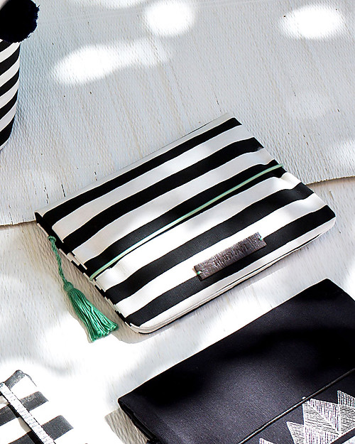 Mara Mea Diaper Clutch Modern Hippie -Black/White Stripes - Cotton Canvas Diaper Changing Bags