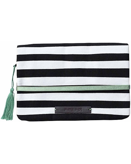 Mara Mea Diaper Clutch Modern Hippie -Black/White Stripes - Cotton Canvas Diaper Changing Bags