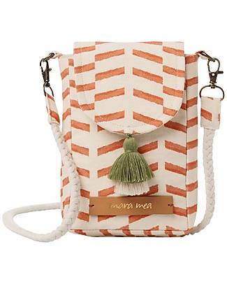 Mara Mea Phone Pocket - Outdoor Cafe - Terracotta - 16,5 x 11 x 4 cm - 100% Cotton Makeup Bags and Pouches
