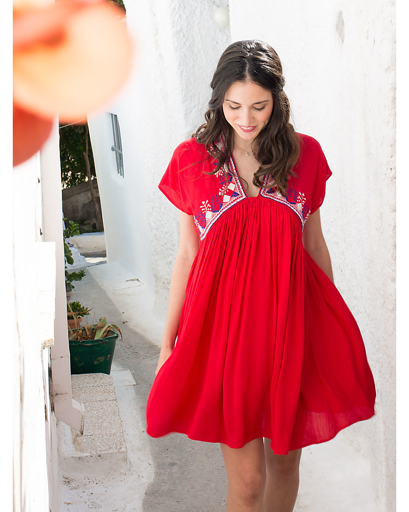 Mara Mea Salty Hair Maternity And Nursing Maxi Dress Red Super