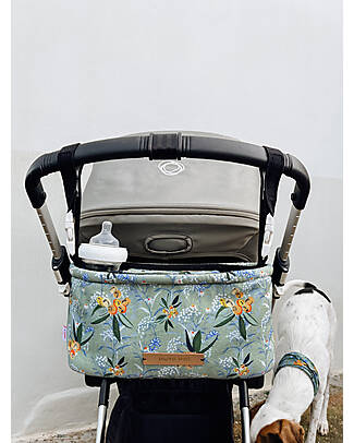 Mara Mea Stroller Organizer - Dancing Hokkaido - Sage Green - 33 x 15 x 10 cm - 100% Cotton Organize and Bags