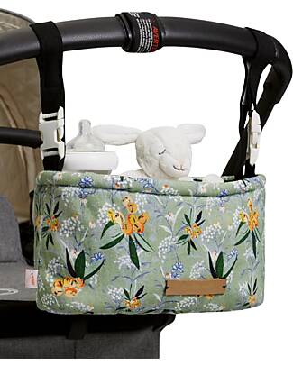 Mara Mea Stroller Organizer - Dancing Hokkaido - Sage Green - 33 x 15 x 10 cm - 100% Cotton Organize and Bags