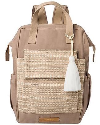 Mara Mea Travel Diaper Backpack - Grape Leaf - Beige - 42 x 42 cm - 100% Cotone Changing Backpack